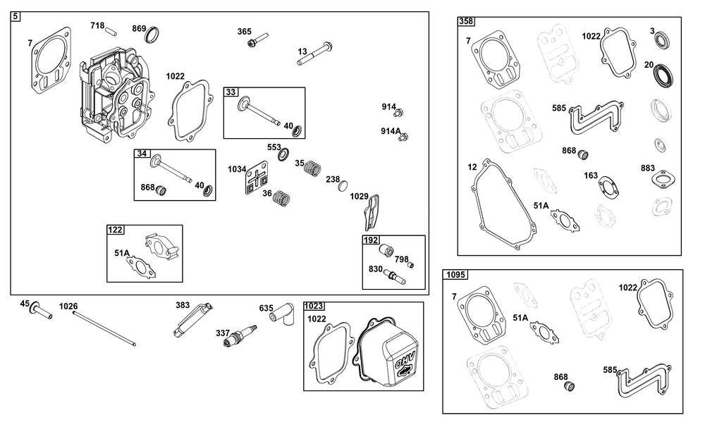 Cylinder Head Group Diagram and Parts List for 15T232-1850-F1 100000 - 19Z999 Briggs and Stratton Engine